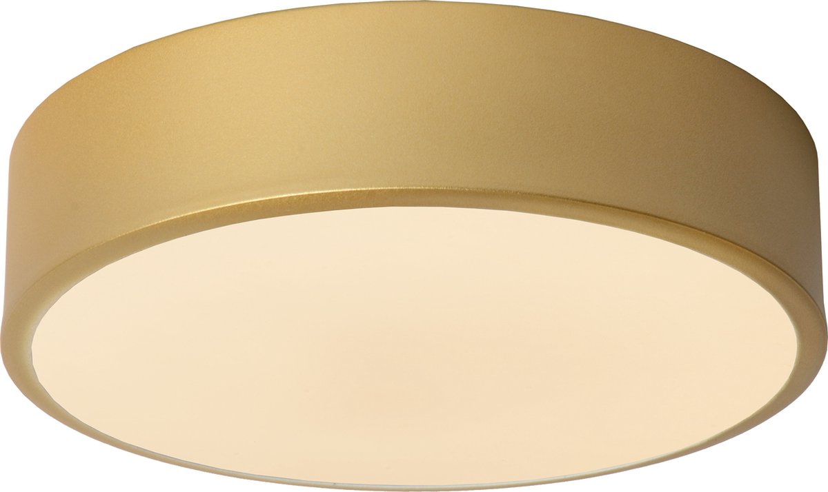 Lucide unar - plafonnière (plafondlamp) - ø 20 cm - led 3 stepdim (memory) - 1x12w 2700k - mat goud messing