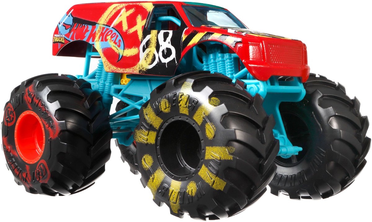 Hot wheels monster trucks oversized demo derby voertuig - schaal 1:24 - metaal - kunststof - 19 cm