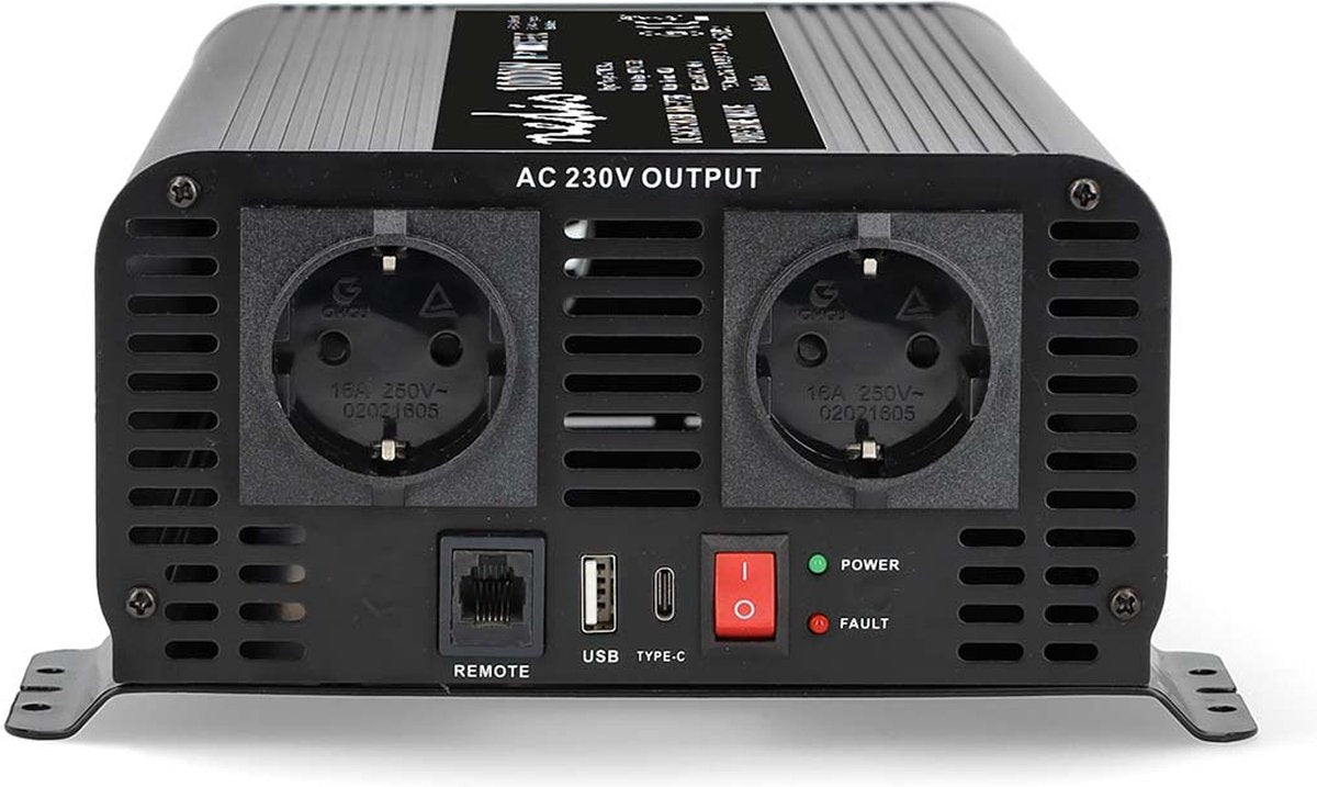 Nedis omvormer 1000w - zuivere sinusgolf - 12v 230v - afstandsbediening