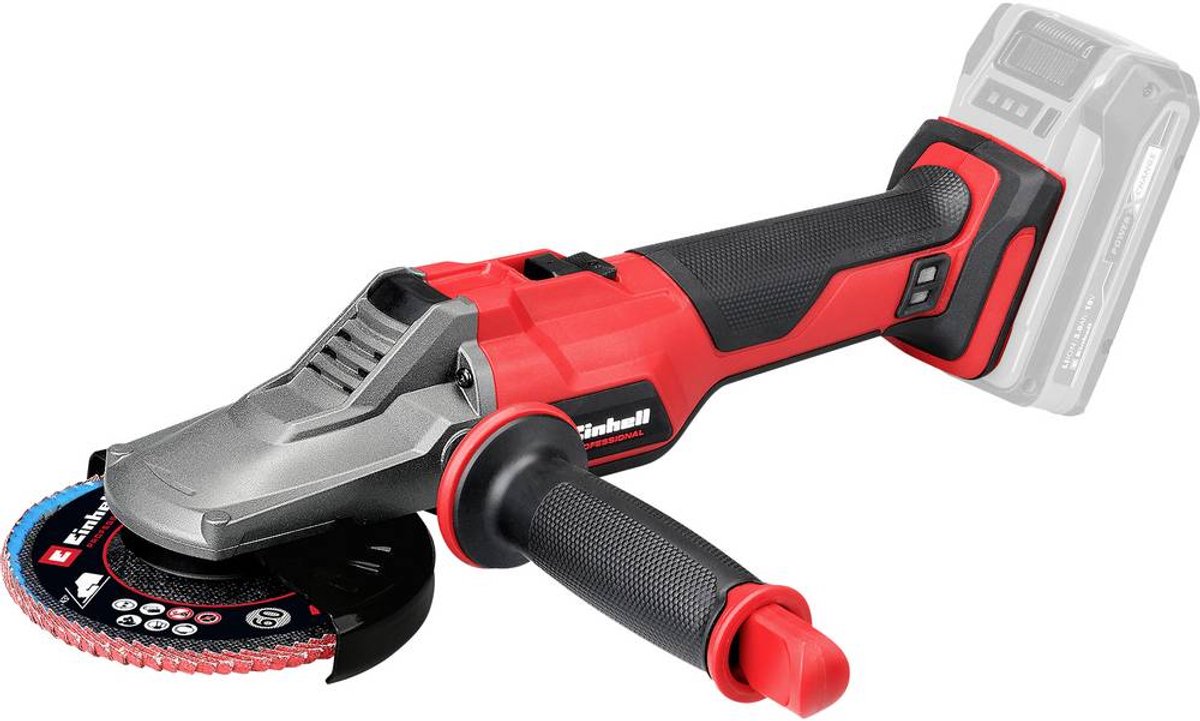 Einhell professional accu haakse slijper tp-ag 18 125 f li bl solo - power x-change - 18 v li-ion - ø125 mm - 8.500 t min - max. snijdiepte: 33 mm - vlakke kop - excl. accu, lader en slijpschijf