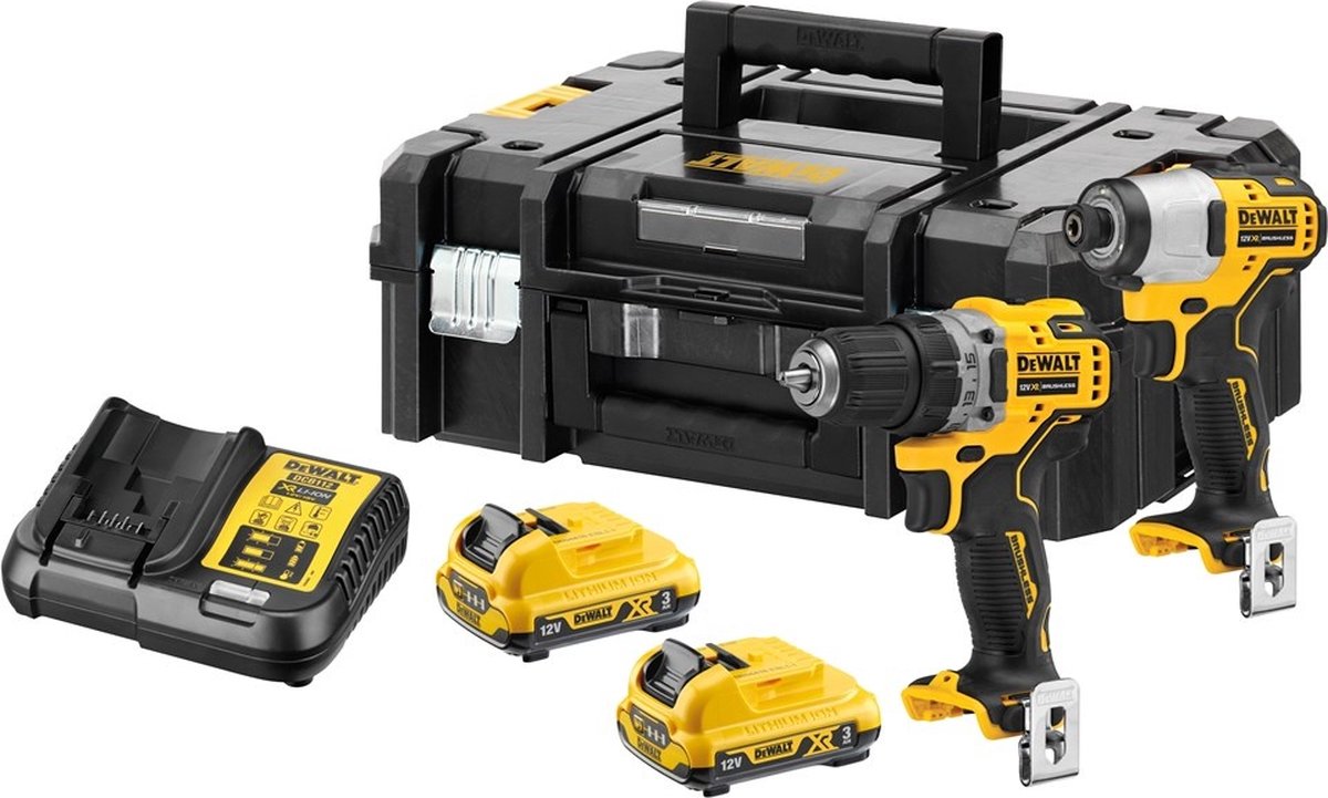 Dewalt dck2110l2t actieset dcd701 boorschroefmachine + dcf801 slagschroevendraaier 12v 2x 3.0ah xr - dck2110l2t-qw