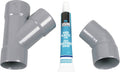 Scanpart duo afvoerstuk wasmachine en condensdroger 40 mm - grijs pvc y-stuk - inclusief bocht en pvc lijm