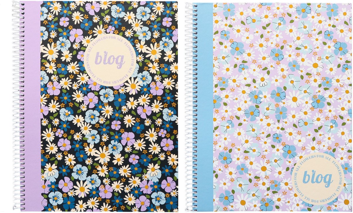Kangaro spiraalblok - b'log flowers - formaat a5 - met ruit 5mm - 2 stuks - an-123906-a
