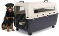 Flamingo reisbench hond – autobench – transportbox hond – fomad donkergrijs xxl (70x100x69,5 cm) – kunststof – met metalen deur veiligheidsslot – inclusief eet- en drinkpot wielen –