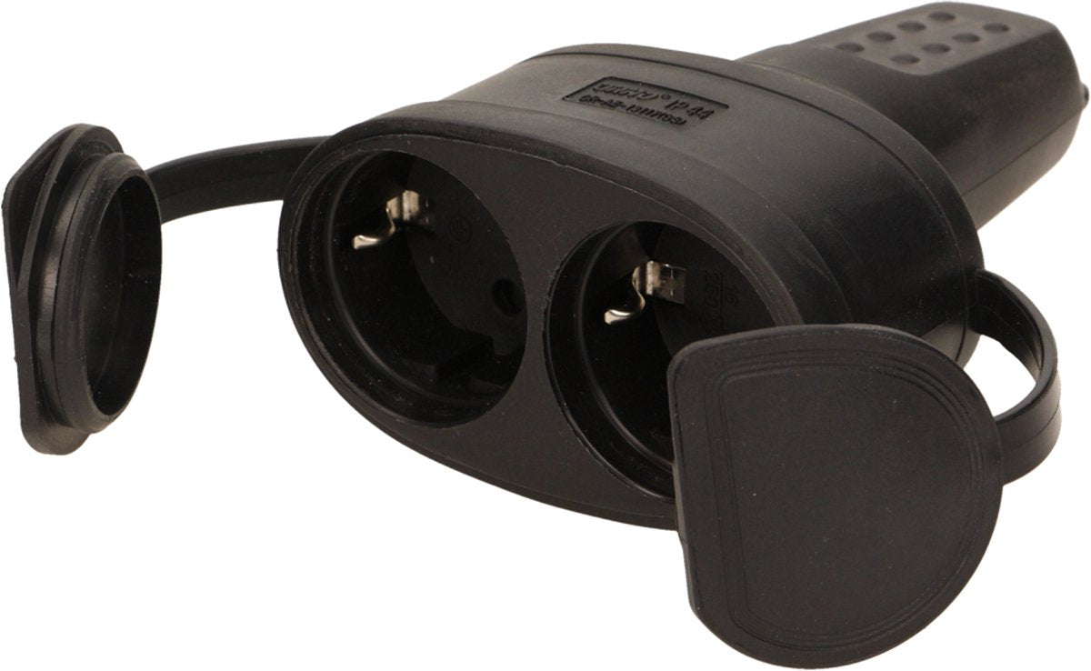 Orno rubberen dubbel-p-stopcontact 2p + ip 44