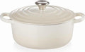 Le creuset braadpan signature meringue – ø 24 cm 4,2 liter – klassieke ronde braadpan van gietijzer – geschikt voor alle warmtebronnen – emaille coating in subtiele meringue tint – voor stoven, braden en tafelpresentatie