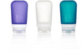 Human gear - gotoob+ 3-pack - reisflesje - flacon - lekvrij - herbruikbaar - lichtgewicht - medium - 74ml - clear purple teal