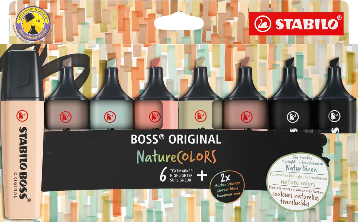 Stabilo Boss Original Textmarker – 8er-Set – Naturfarben