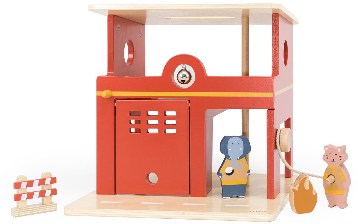Trixie houten speelgoed - brandweerkazerne - met dieren - brandweer kazerne - vanaf 3 jaar - voor jongens en meisjes - fsc
