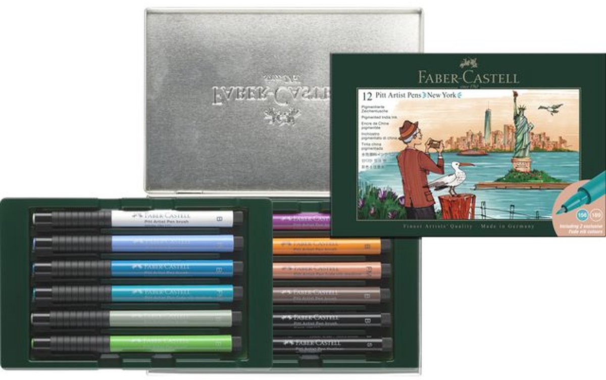 Faber-castell tekenstift - pitt artist pen brush - giftset 12-delig - new york - fc-267135