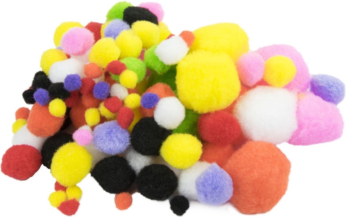 Craft pompons gekleurd 100pc