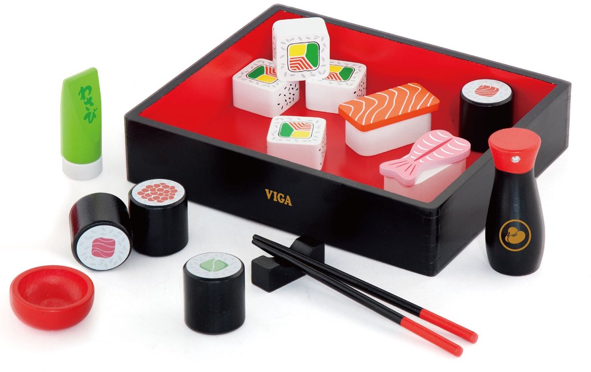 Vigatoys viga toys houten sushi speelgoed set - vormen en kleuren herkennen - 18+ maanden