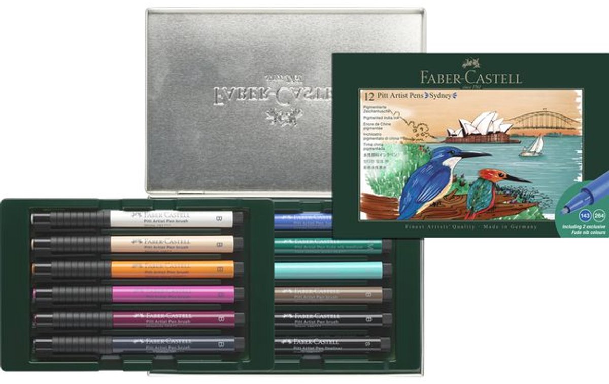 Faber-castell tekenstift - pitt artist pen brush - giftset 12-delig - sydney - fc-267138