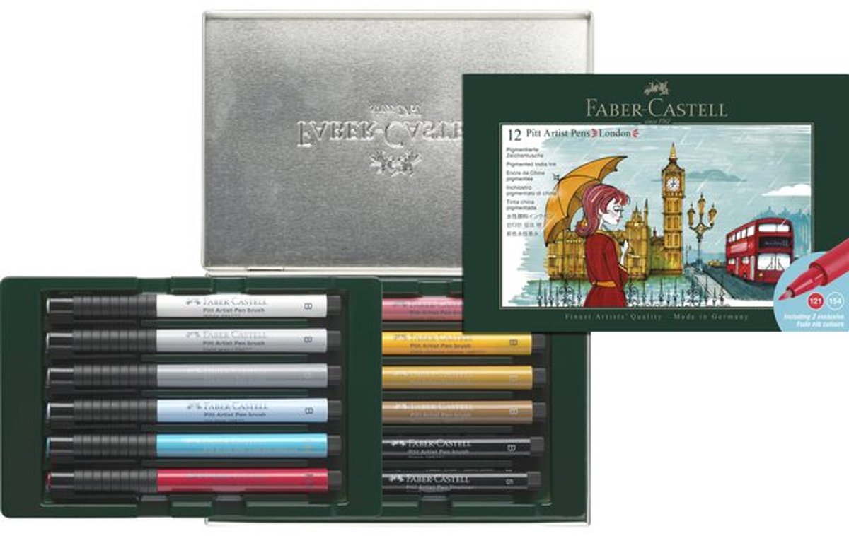 Faber-castell tekenstift - pitt artist pen brush - giftset 12-delig - london - fc-267137