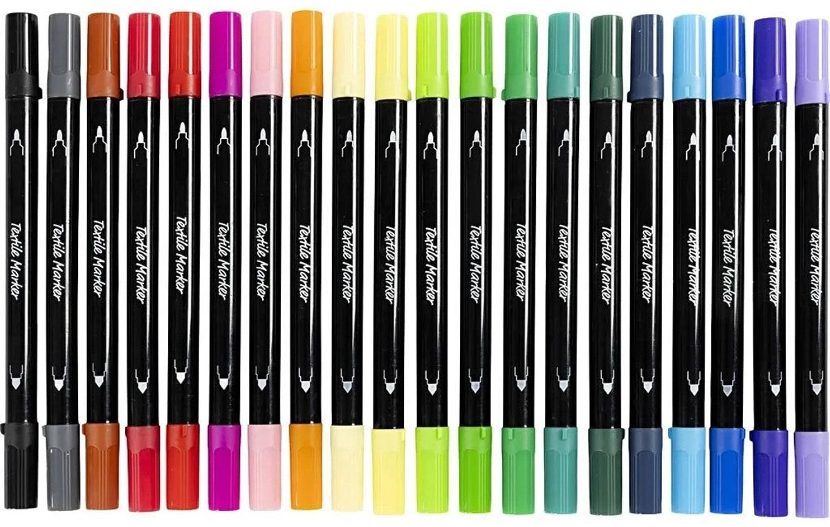 Creativ company textile markers line 2.3+3.6 mm standard colours 20 pc 1 pack