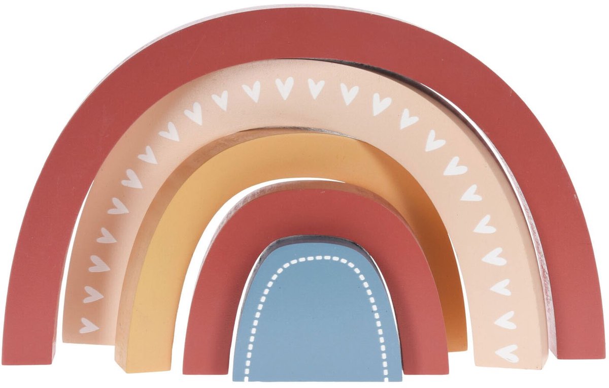 Merkloos sans marque houten bouwblokken regenboog speelgoed decoratie pastel kleuren.