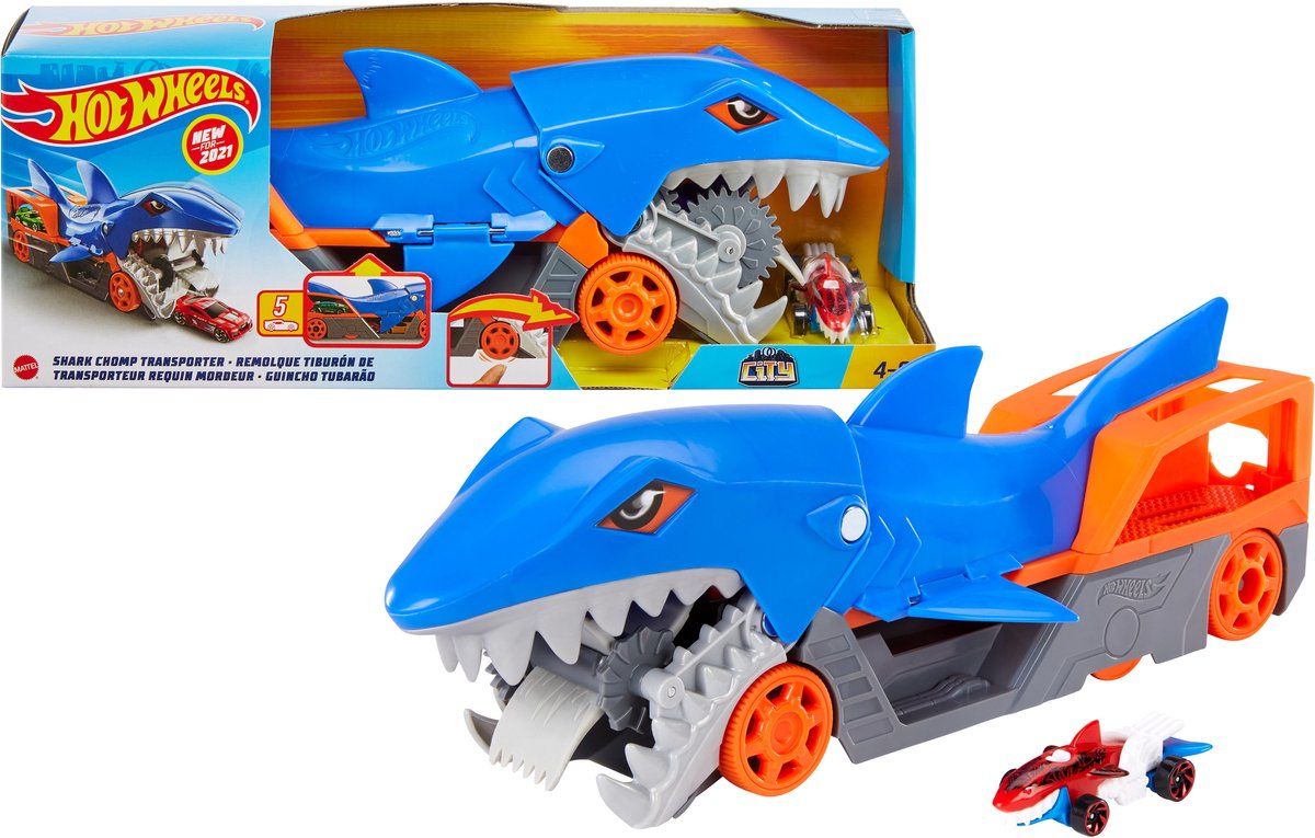Mattel hot wheels haaienoplegger speelset met 1 auto