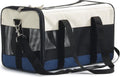 Beeztees reistas kat - draagtas - reismand - 2 openingen - met extra opbergvak - creme blauw - 43x25x27 cm