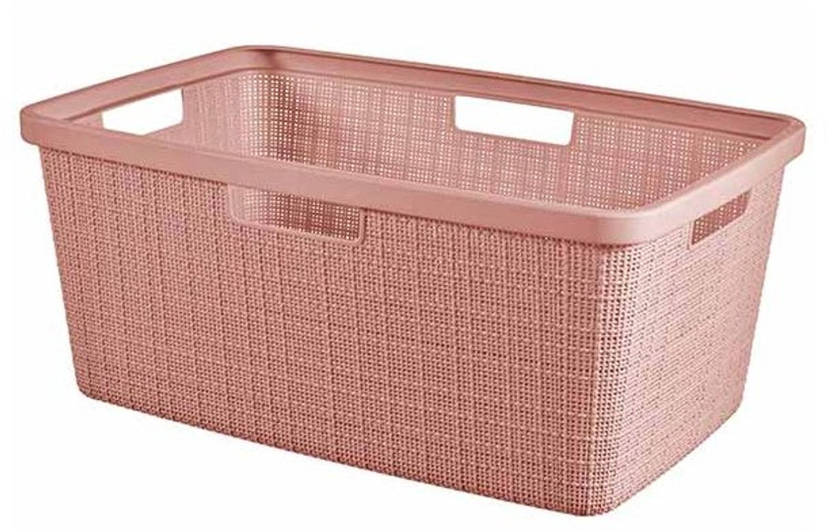 Curver Wäschekorb in Jute-Optik, 46 l, rosa