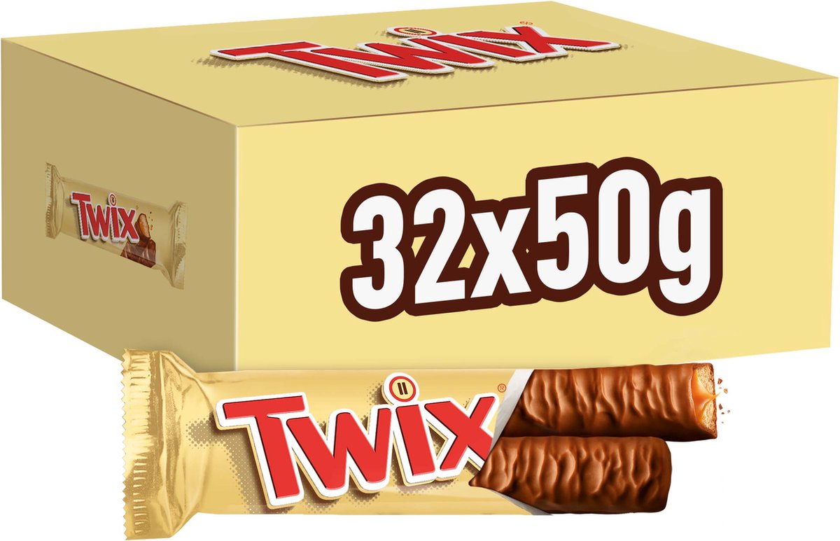 Twix singles - chocolade repen - karamel biscuit - 32x50g uitdeeldoos