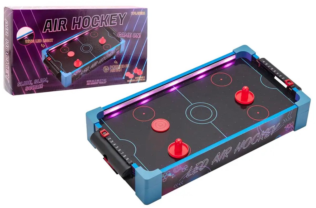 Johntoy vedes led airhockey tafel met verlichting en luchtventilator.