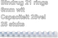 Fellowes plastic bindruggen - 6 mm - 21-ringen - a4 - wit