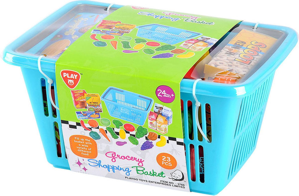 Playgo winkelmandje met boodschappen speelset - 23dlg.