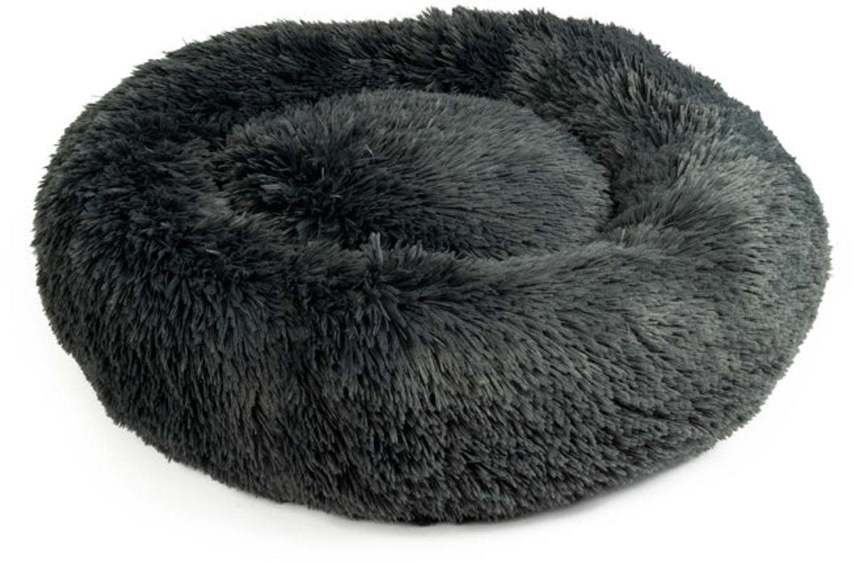 Duvo plus snug donut mand - zacht pluche donutbed voor hond en kat - wasbaar op 30°c - l 80x80x17cm - donkergrijs