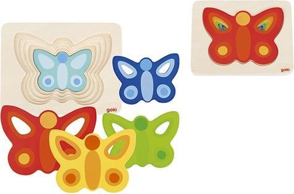 Goki lagenpuzzel vlinder, 5 lagen