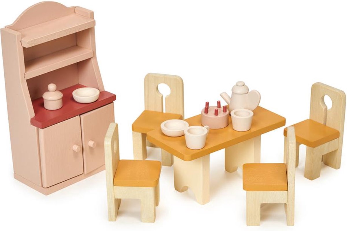Mentari houten poppenhuis eetkamer speelgoed - duurzaam houten speelgoed.