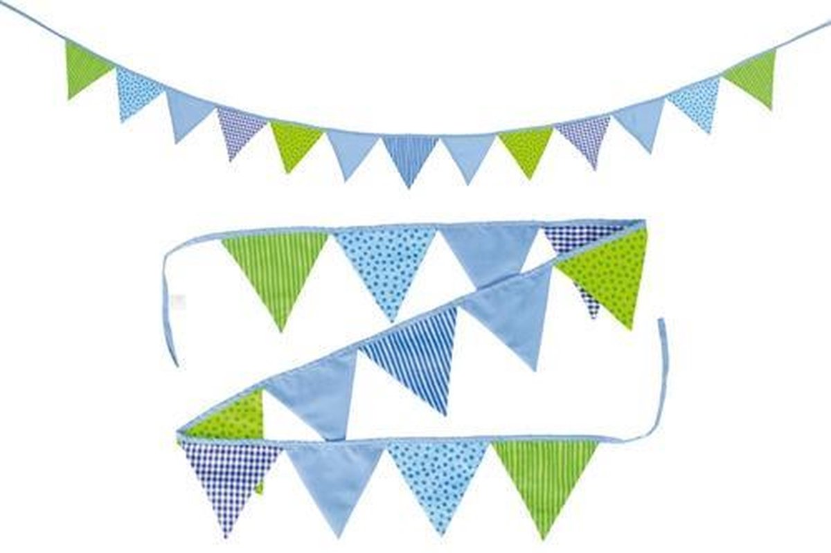 Goki katoenen vlaggenlijn blauw groen