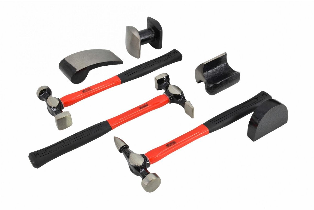 Awtools black line serie - set van plaathamers - 7-delig - professionele precisie - antisliphandgrepen
