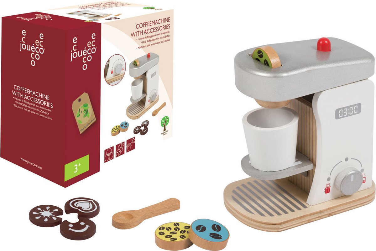 Joueco jouéco houten koffiezetapparaat met accessoires