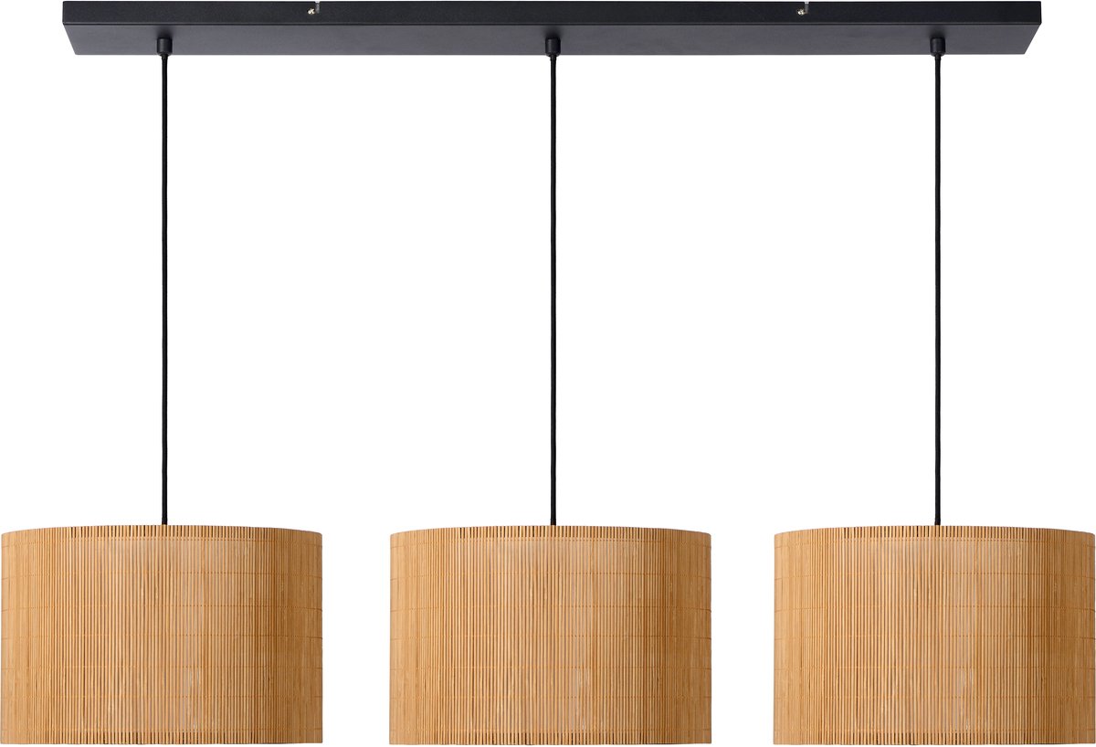 Lucide magius - hanglamp - 3xe27 - naturel - japandi