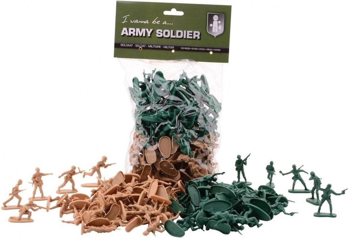 Johntoy-Soldaten im Beutel, 100 Stück.