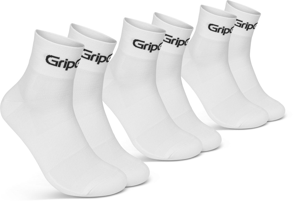 Gripgrab - ride low cut zomer fietssokken 3 paar korte coolmax sokken - unisex - wit 38-41