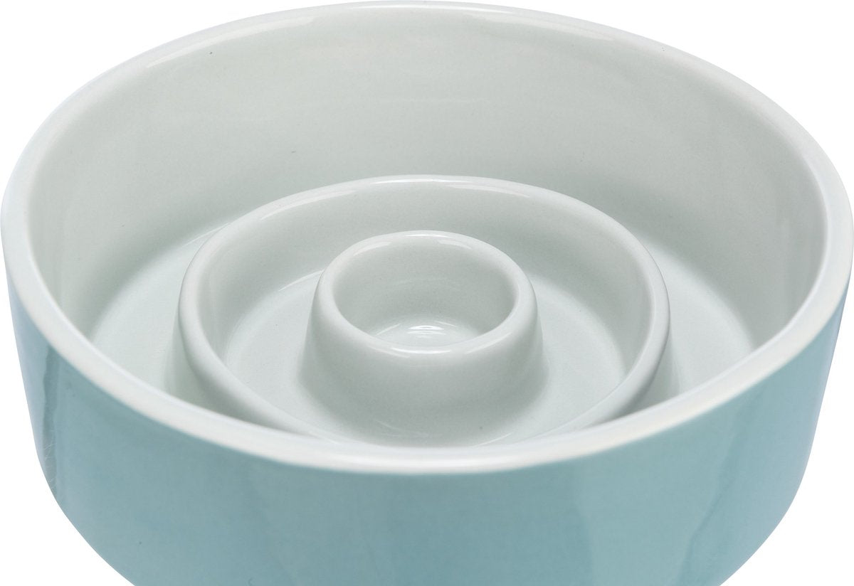 Trixie voerbak slowfeeding keramiek grijs blauw