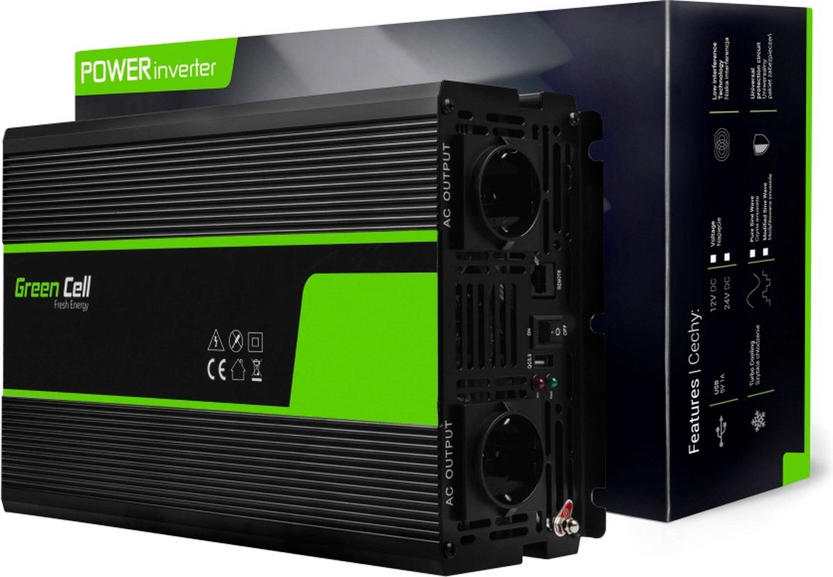 Green cell omvormer 24v naar 230v 1500w zuivere sinusgolf.