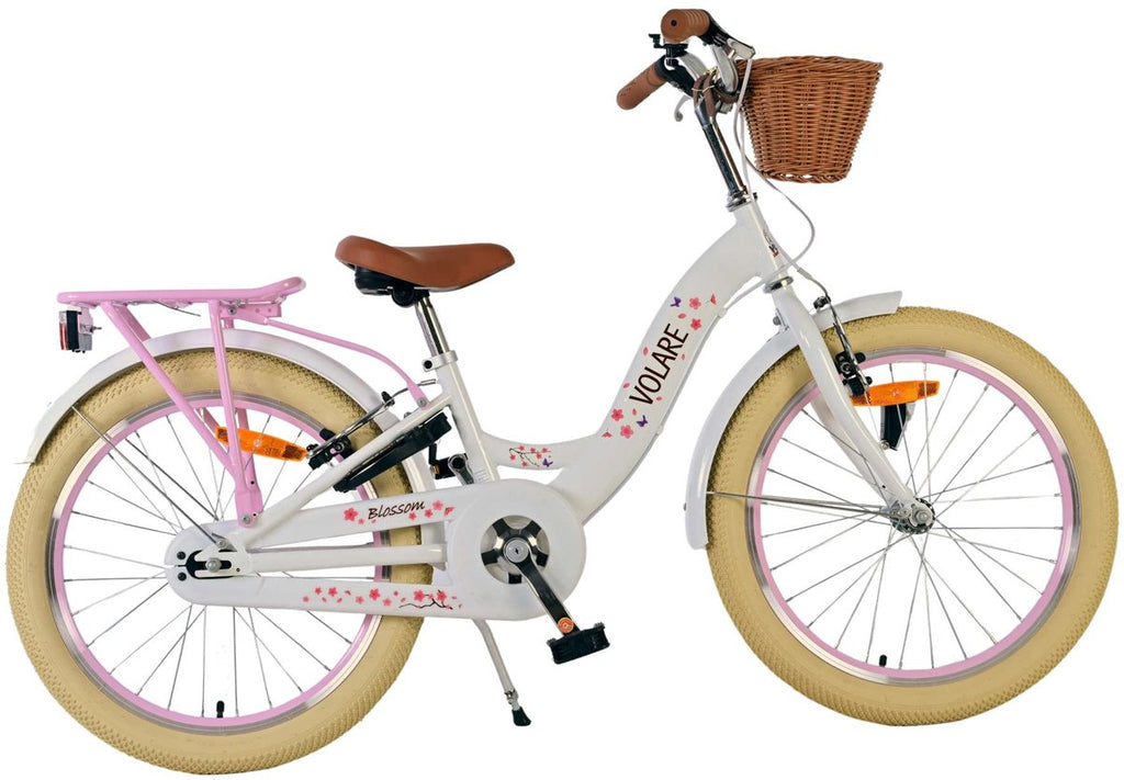 Volare Blossom Kinderfahrrad – Mädchen – 20 Zoll – Weiß – Zwei Handbremsen