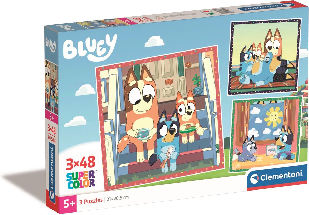 Clementoni Puzzle Super Color Square Bluey, 3x48pcs.