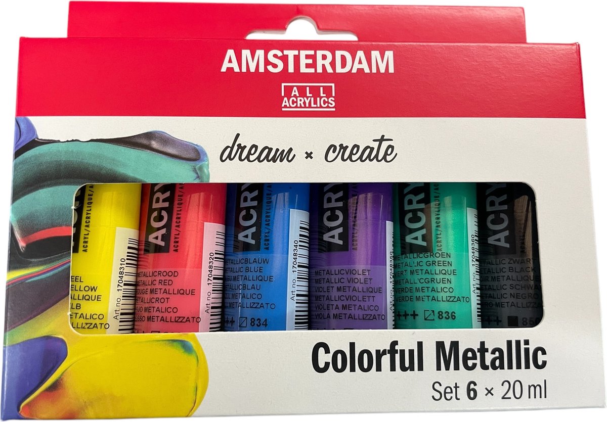 Amsterdam All Acrylics Amsterdam • Standard-Serie Acrylfarbe, farbenfrohes Metallic-Set, 6 x 20 ml