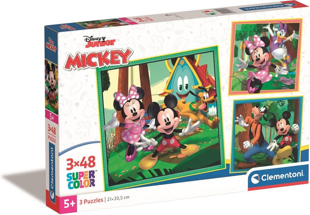 Clementoni Puzzle Super Color Square Mickey und Freunde, 3x48 Teile.