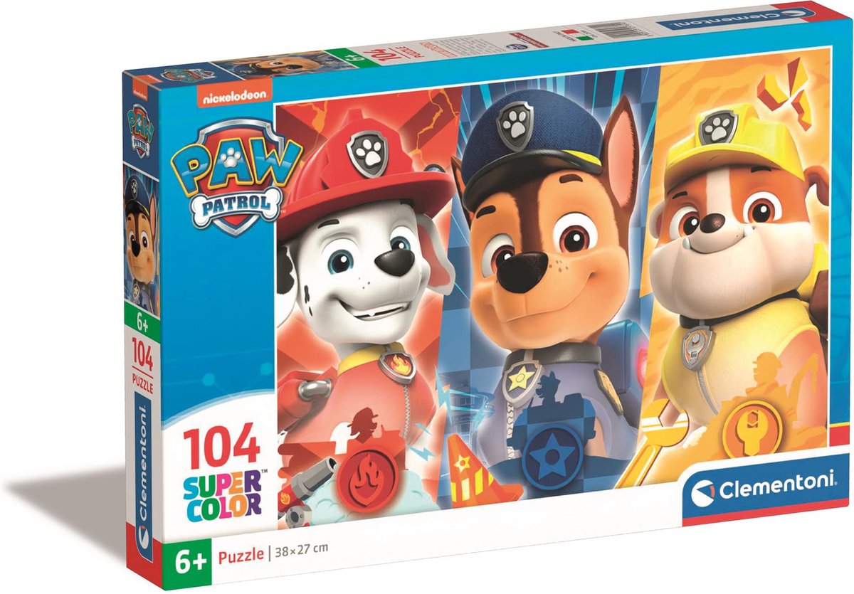 Clementoni Puzzle Super Color Paw Patrol Nahaufnahme, 104 Teile.