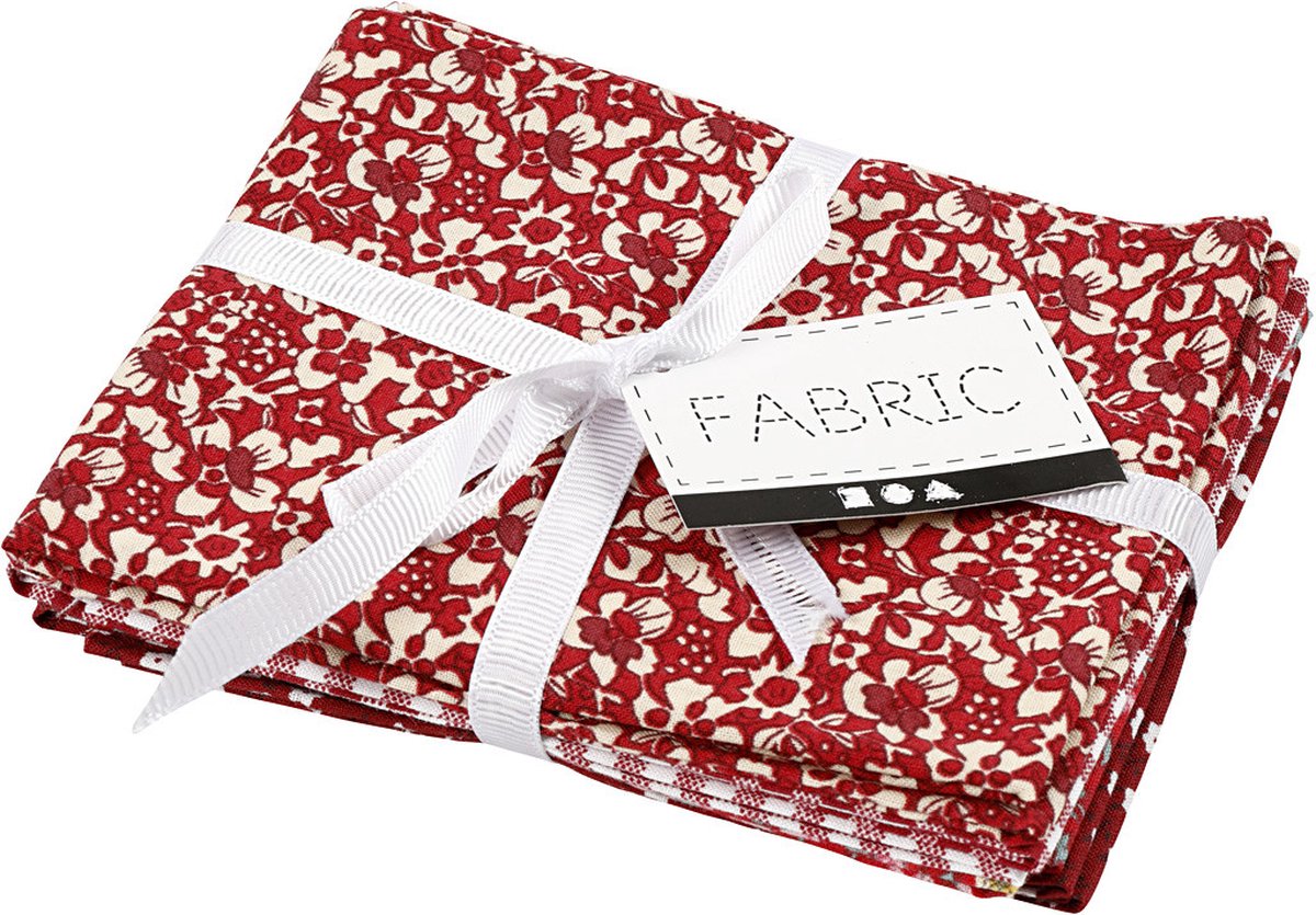 Creativ Company Patchworkstoff rot 45x55cm, 4 Stück.