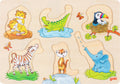 Goki Holz-Hintergrund-Puzzle mit Mutter und Baby, 6-teilig.