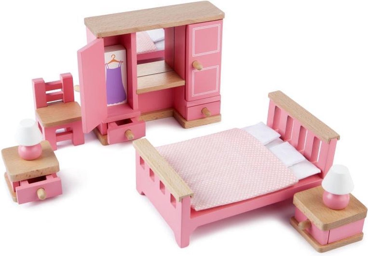 Tidlo Puppenhaus-Möbel aus Holz, Schlafzimmer, 6-tlg.