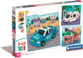 Clementoni Puzzle Super Color Square Rettungsdienste, 3x48 Teile.