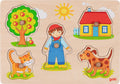 Goki Holzpuzzle mit Noppen, 5-teilig.