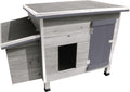 Flamingo kippenhok ginger cottage - 100 x 79 x 64 cm - grijs houten hok met legnest en buitenren - duurzaam, ruim en stijlvol