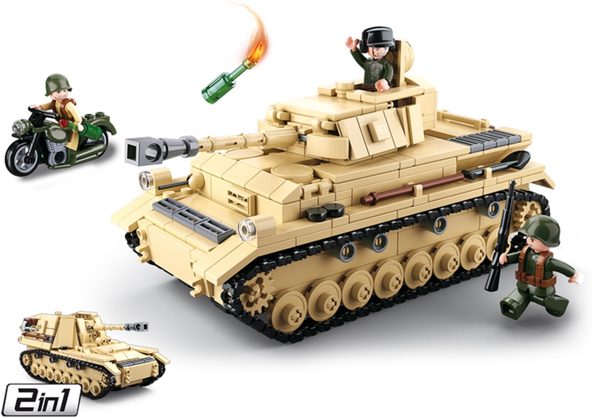 Sluban army wwii duitse panzer tank bouwspeelgoed - constructiespeelgoed modelbouw - bouwdoos met 543 bouwstenen - m38-b0693 vanaf 8 jaar